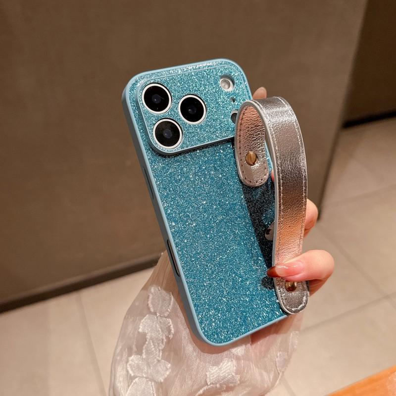 Sparkle Glitter Phone Case With Wrist Strap IPhone 16 Pro Max 17 15 13 11 Shockproof Silicone Cover