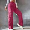 Army Green Cargo Pants For Women'S High Waiste Wide Leg Trousers Big Pocket Workout Streetwear Casual Jogging Outfits Joggers