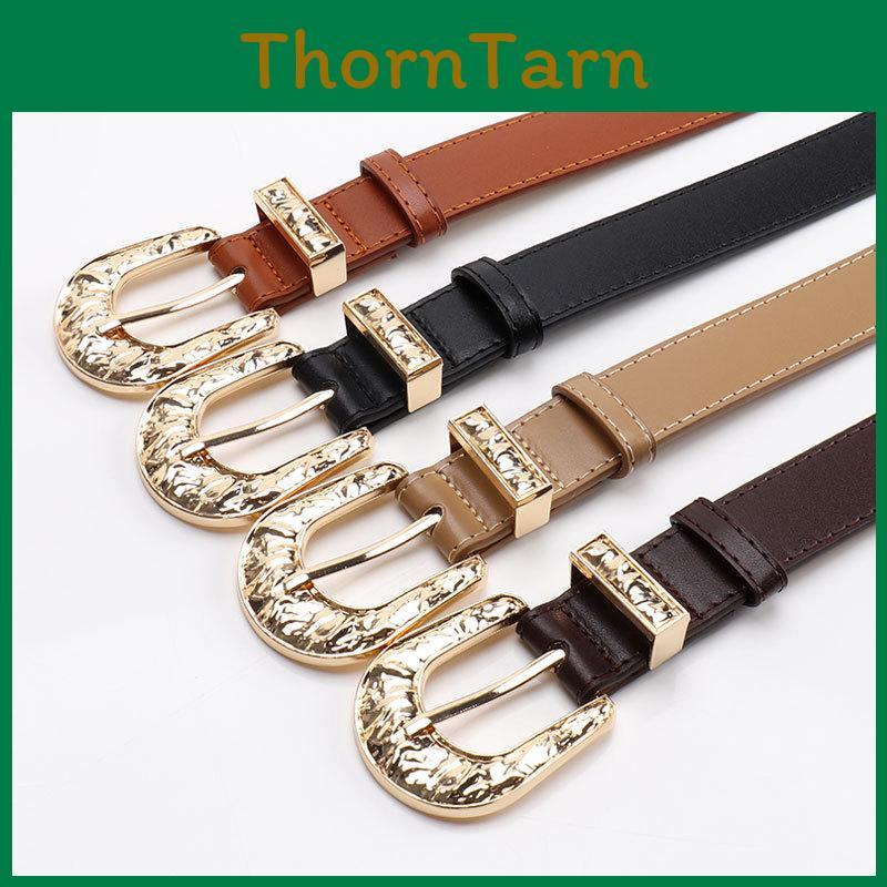 Minimalist Pu Alloy Buckle Belt For Women With Irregular Texture For Casual And Office Wear