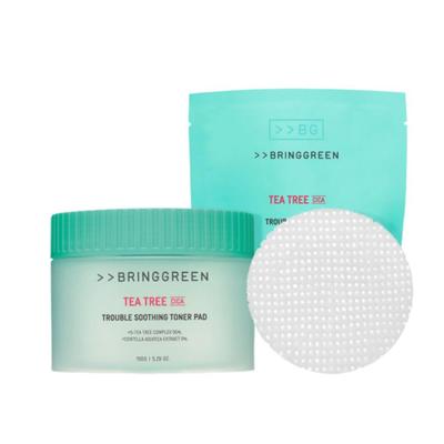 Bring Green Tea Tree Cica Trouble Beruhigende Toner Pads 90+90 – Akne Beruhigungs-Pad Set