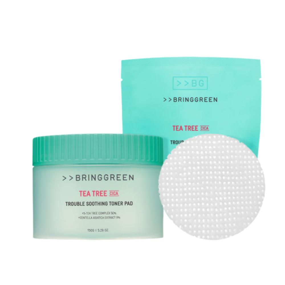 

Bring Green Tea Tree Cica Trouble Soothing Toner Pads 90+90 – Acne Calming Pad Set