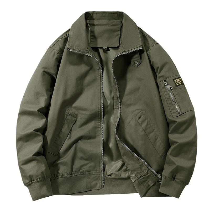 Chaqueta de vuelo retro para hombre, chaqueta de trabajo para otoño e invierno, chaqueta informal holgada.