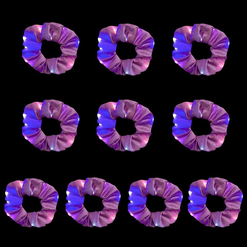 20pcs Light Up Hairband LED Glowing Scrunchy Girl Women Hair Tie Birthday Wedding Party Favors Supplies Hair Accessories