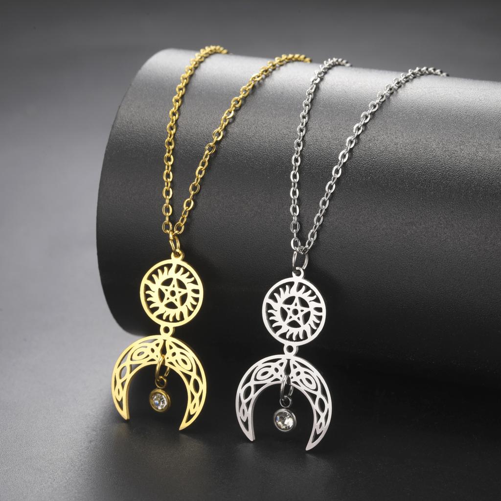 Vintage Pentagram Pendant Necklace, Featuring A March Goddess Design That Incorporates Celtic Knot and Witch Knot Elements