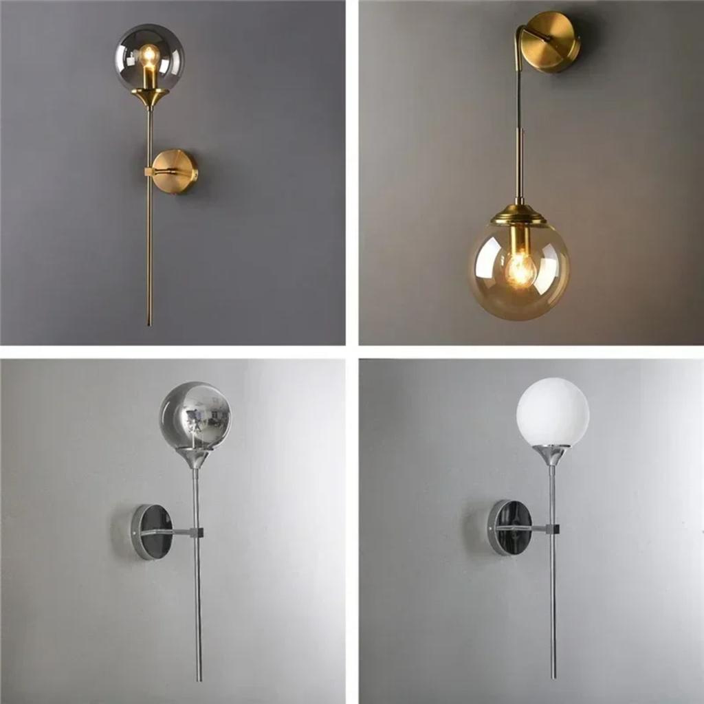 New High-Quality, Elegant, and Stylish Nordic Glass Ball Wall Lamps with a Modern Golden and Sleek Chrome Finish - Perfect for K