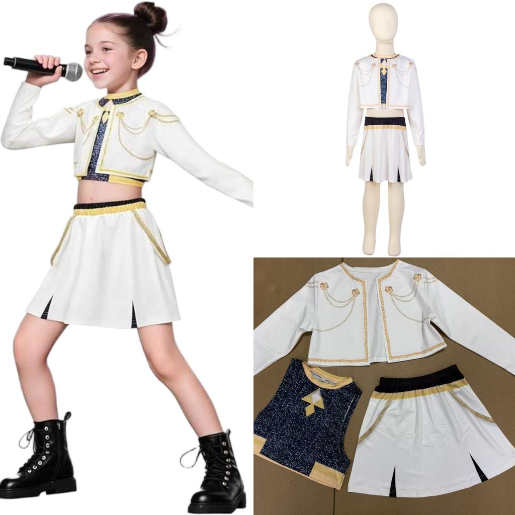 Koreansk POP Sanger Band Team KPOP Cosplay Kostyme for Barn Jenter Karnevalsfest Halloween Jul Utkledning Antrekk