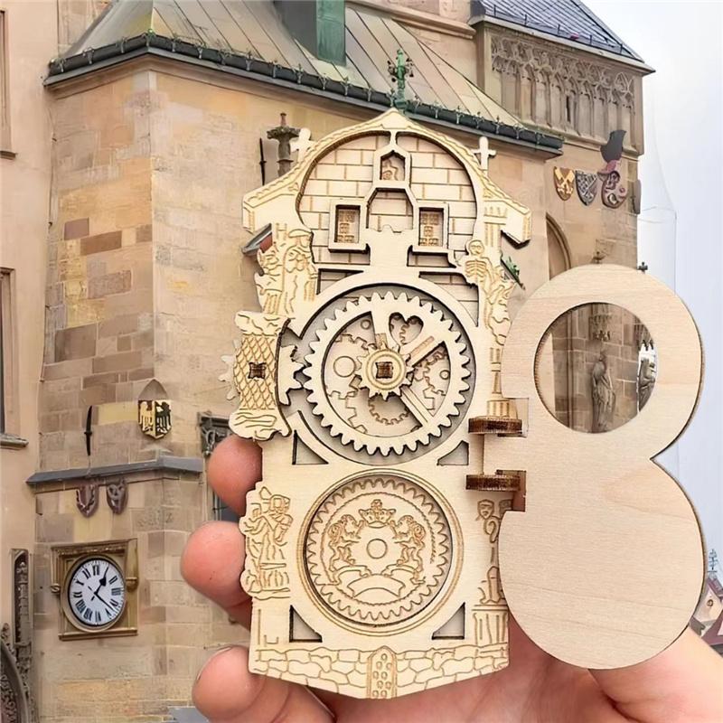 

Винтажный Ретро Пражские Астрономические Часы Магнит на Холодильник Уникальный Вращающийся Шестереночный Дизайн Сувенир из Путешествия и Креативный Подарок