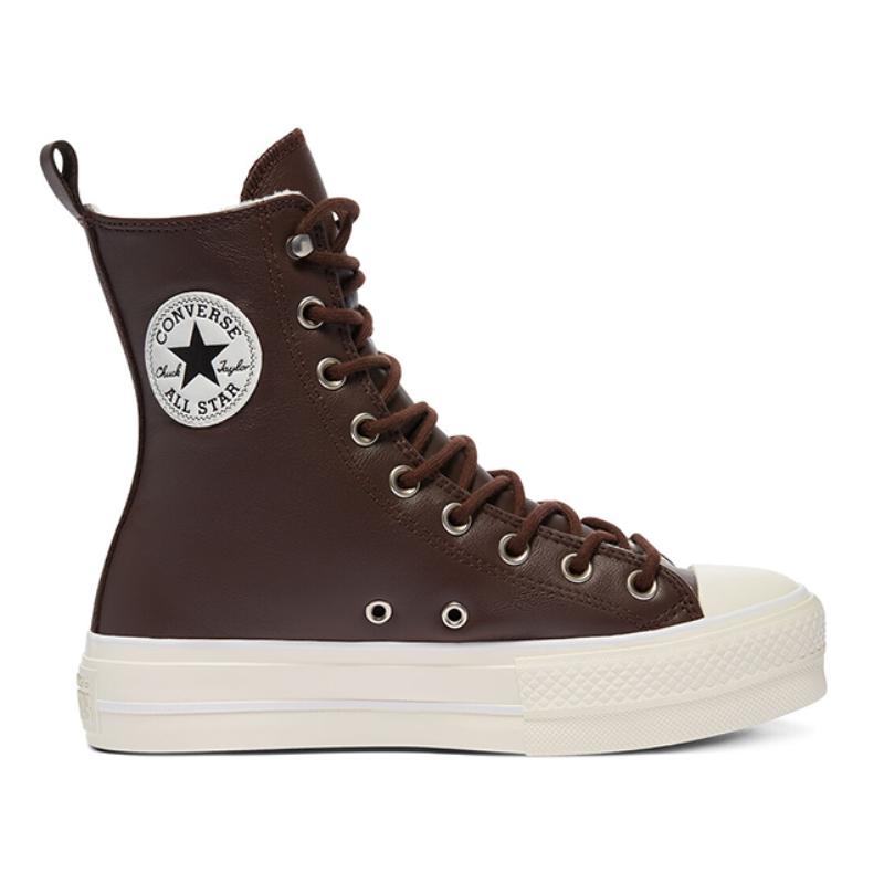 Converse Chuck Taylor All Star Synthetic Leather Comfortable Non-Slip Abrasion Resistant High Top Board Shoes Women's Brown