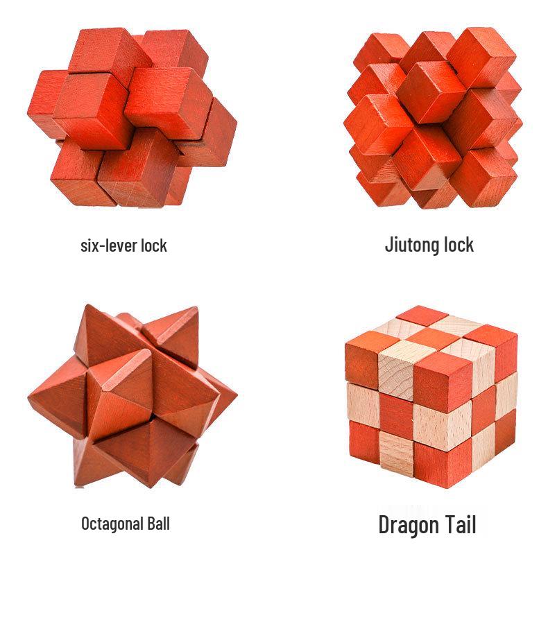 Kongming & Luban Wooden Puzzle Set for Kids – Brain-Teasing Magic Cubes for Intellectual Development