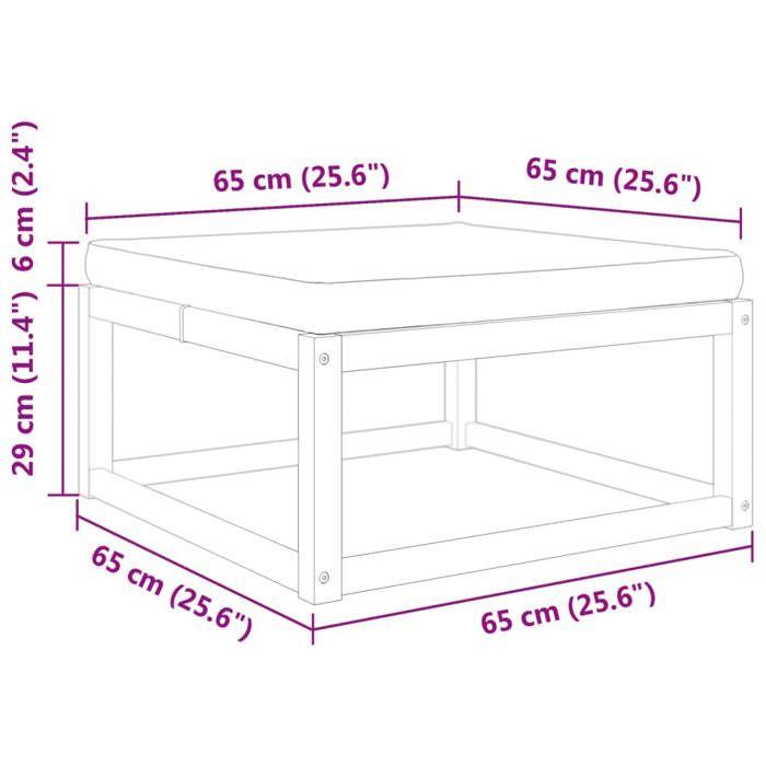 VidaXL Repose-pied de jardin avec coussins bois massif d'acacia, repose-pied, repose-pied extérieur, repose-pied de palette, 4008159