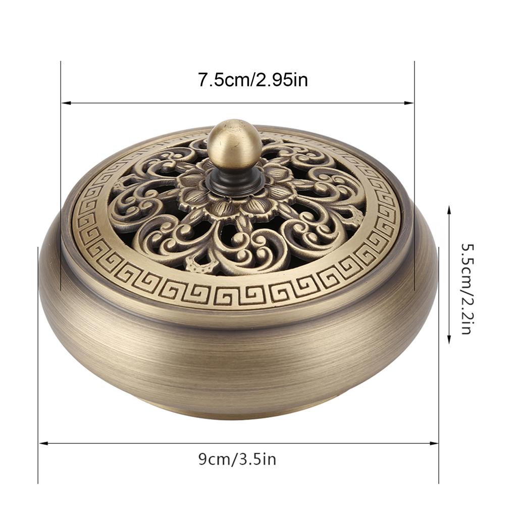 Household Copper Incense Burner Incense Burner Holders Craft Decoration (Round Bottom)