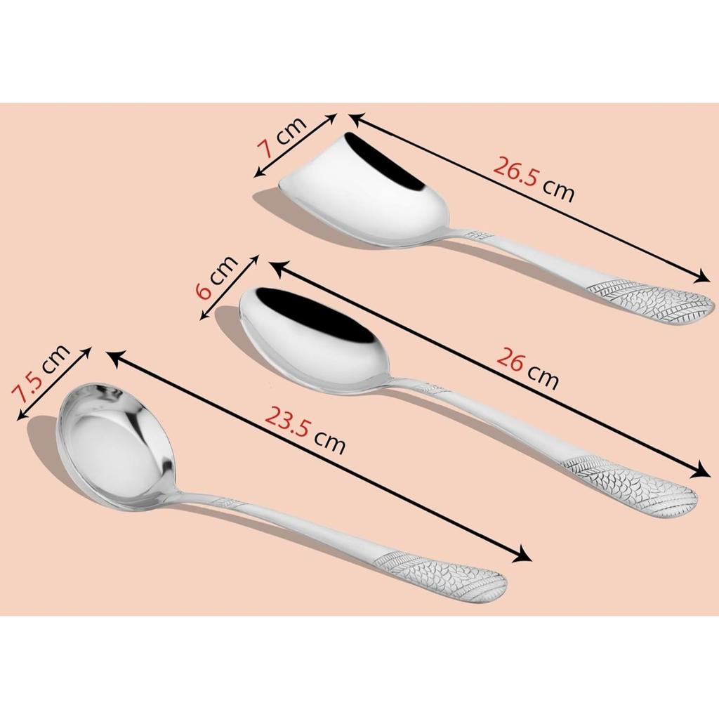5 Delar Rostfritt Stål Serveringssked Set för Matbord/Kök, 1,8 mm Tung Mätare
