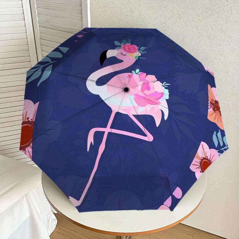 

1pc Flamingo Floral Pattern Umbrella with Plastic Handle,Suitable for All Seasons Home Travel Outdoor UmbrellaDD404