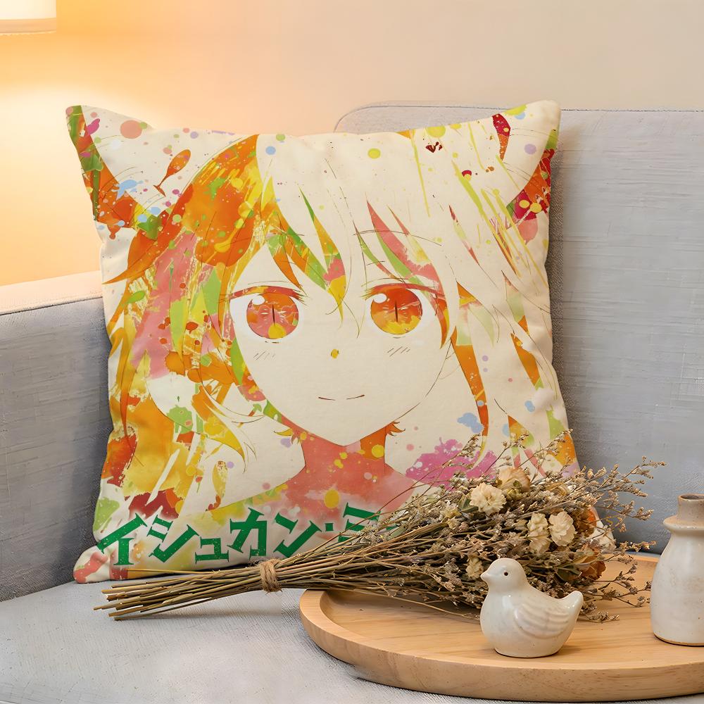 Cushion Cover Linen SkinFriendly Soft Decorative Case For Sofa Home Decor Miss Kobayashis Dragon Maid Pillow Cover