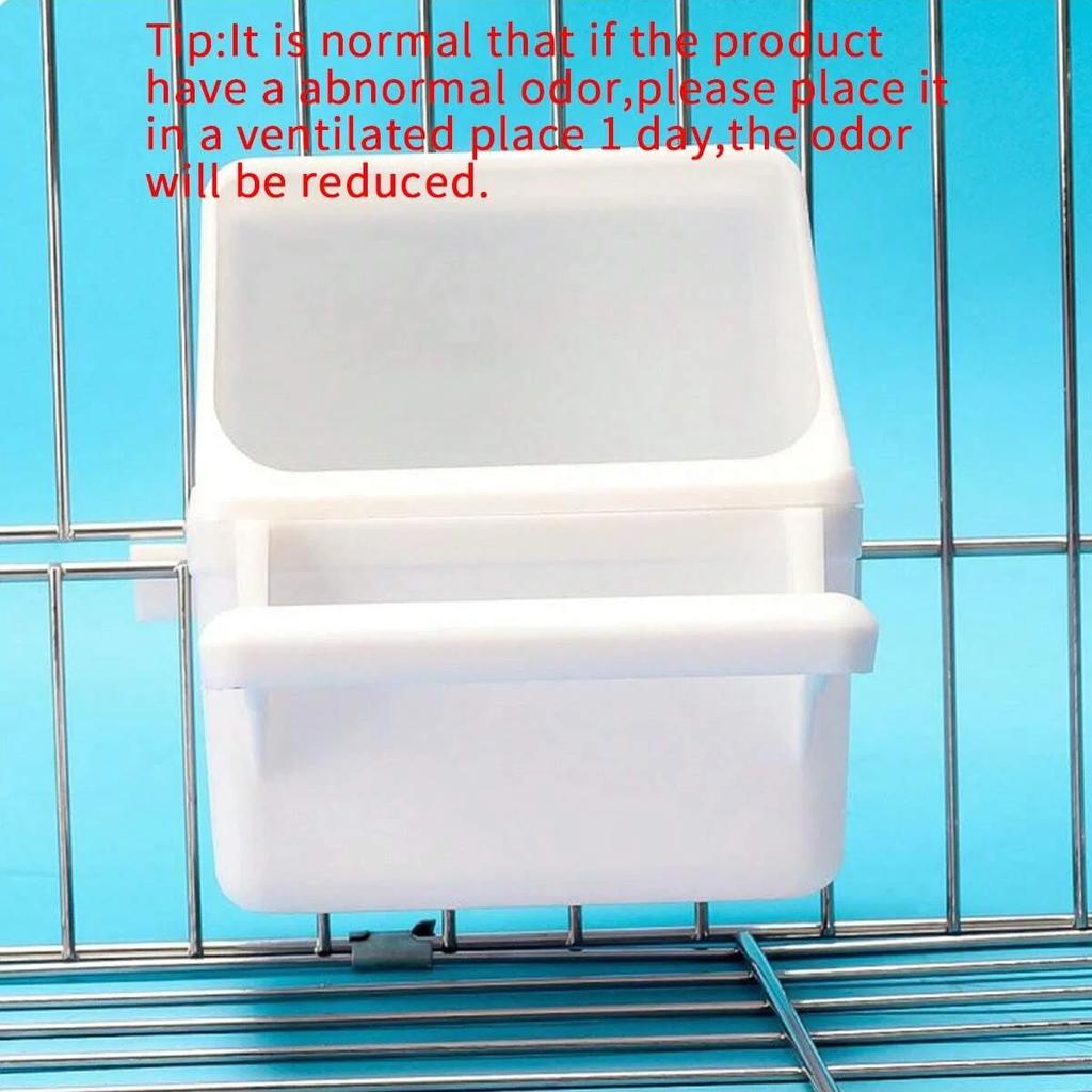 1pc-Hanging Bird Feeders for Cage Plastic Food Container with Perch for Parakeets