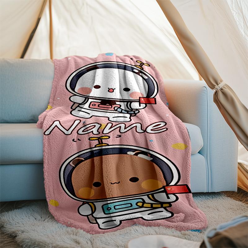 Personalized Custom Name Blanket - Bubu and Dudu Print Design,Blanket for Sofa,Bed,Travel,Camping - Soft and Warm, Great Gift