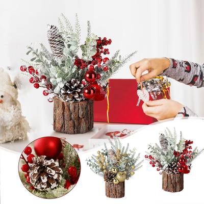 Small Christmas Tree Tabletop Artificial Christmas Tree Decorations With Holiday Ornaments Red Berry