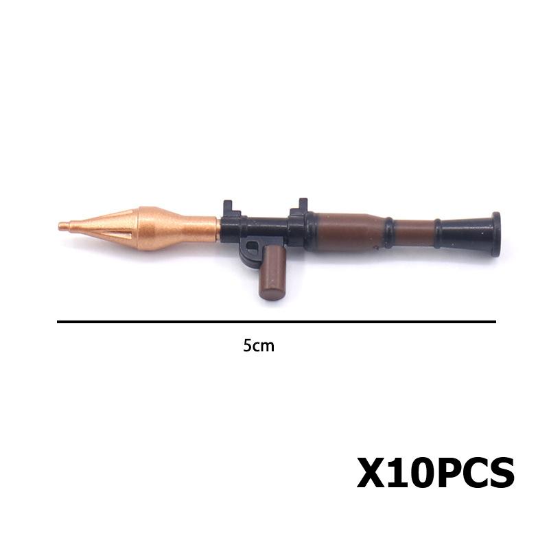 MOC WK2 Militärische Ausrüstung Baustein Set Soldat Waffe Kugel RPG Rakete Waffen Kiste Motorrad Barriere Zaun Ölfass Baustein Spielzeug