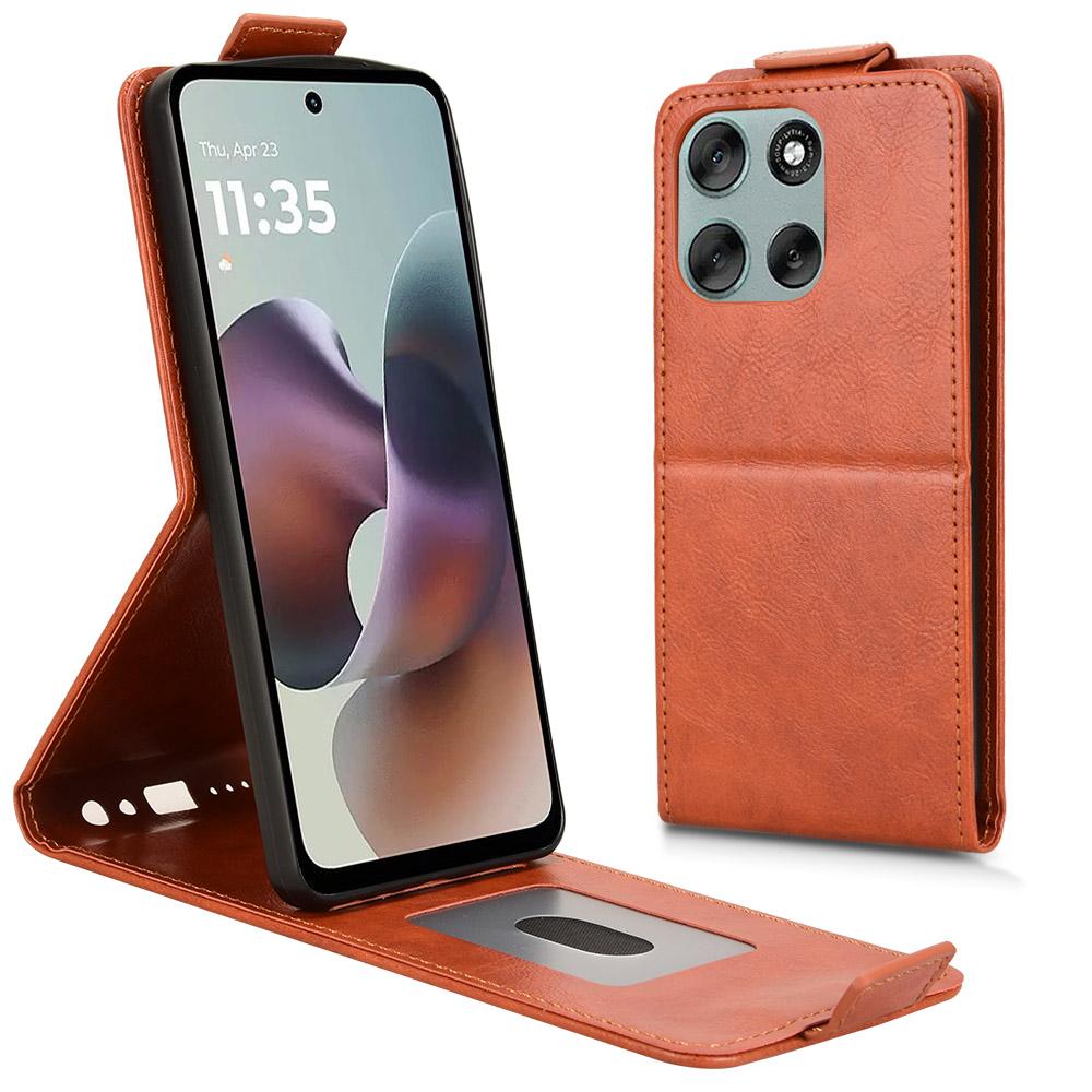 

For Motorola Moto G56 5G Stand Case Magnetic Clasp Vertical Flip Leather Phone Cover with Card Holder Orange