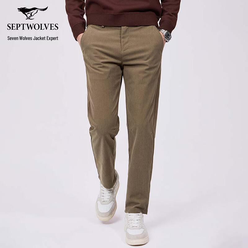 SEPTWOLVES Мужские вельветовые повседневные брюки с фактурой 35A