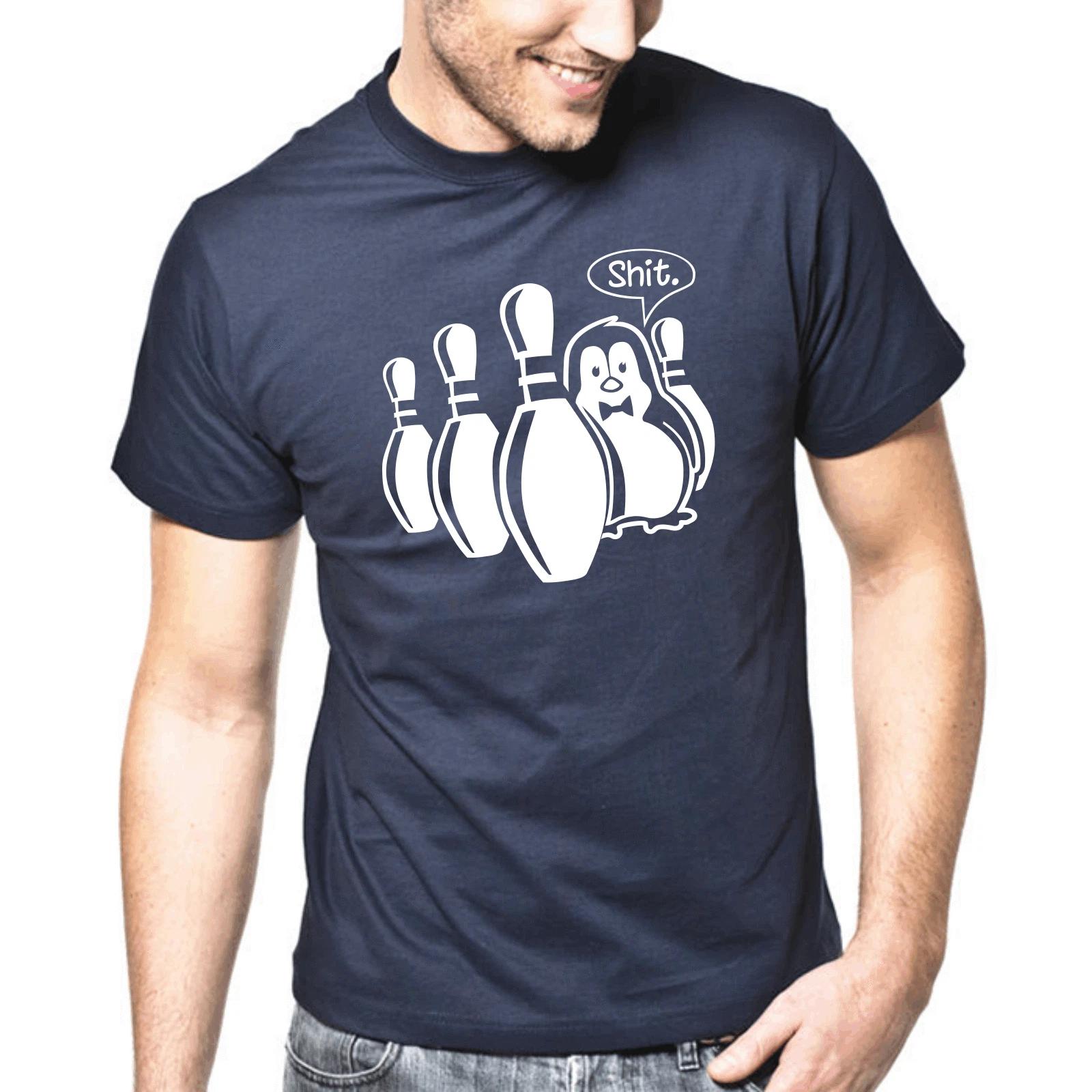 Men s and Women s T-shirts Penguin Penguin Shit Bowling Bowling Sayings Funny Gift Funny Comedy XXL