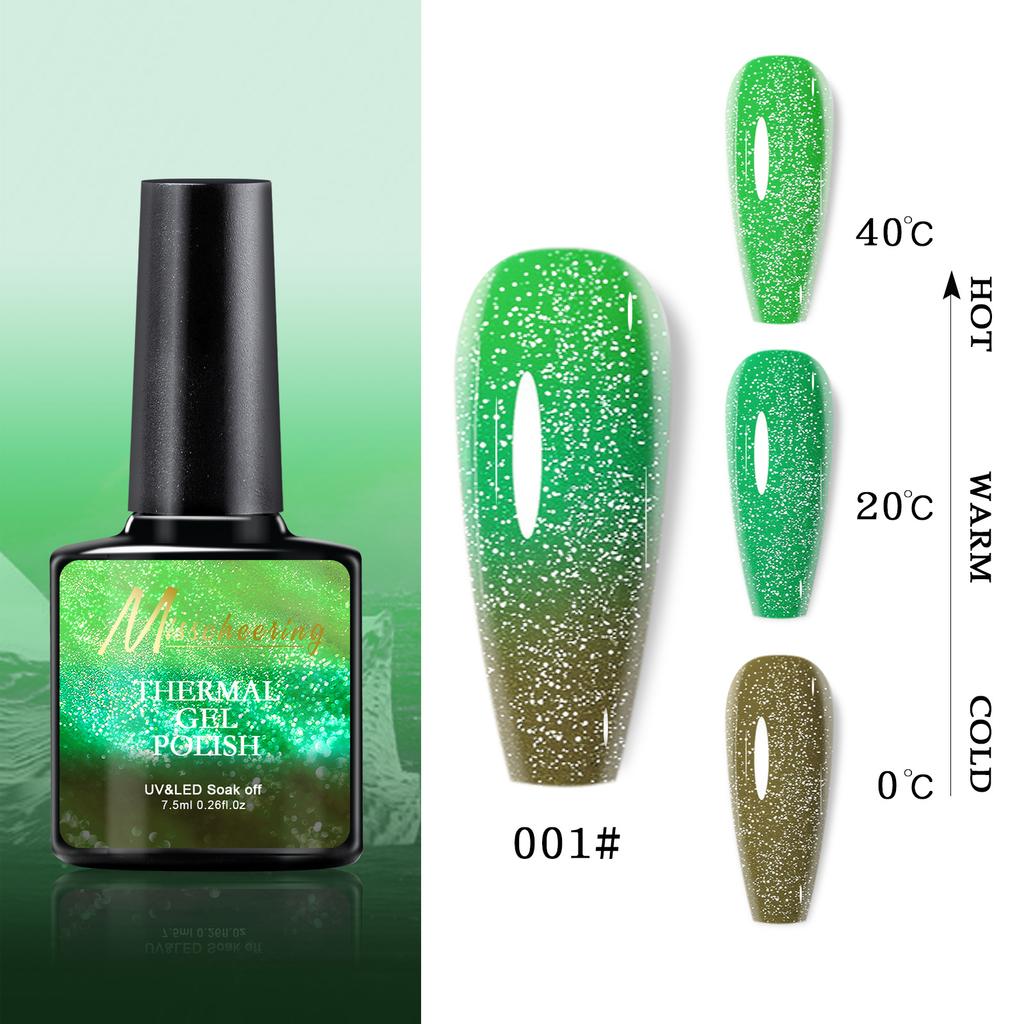 Żel odbijający światło Brokatowy Temperatura Zmiana koloru Żelowy lakier Soak Off UV Żel Nail Art DIY 7.5ml Szklana butelka