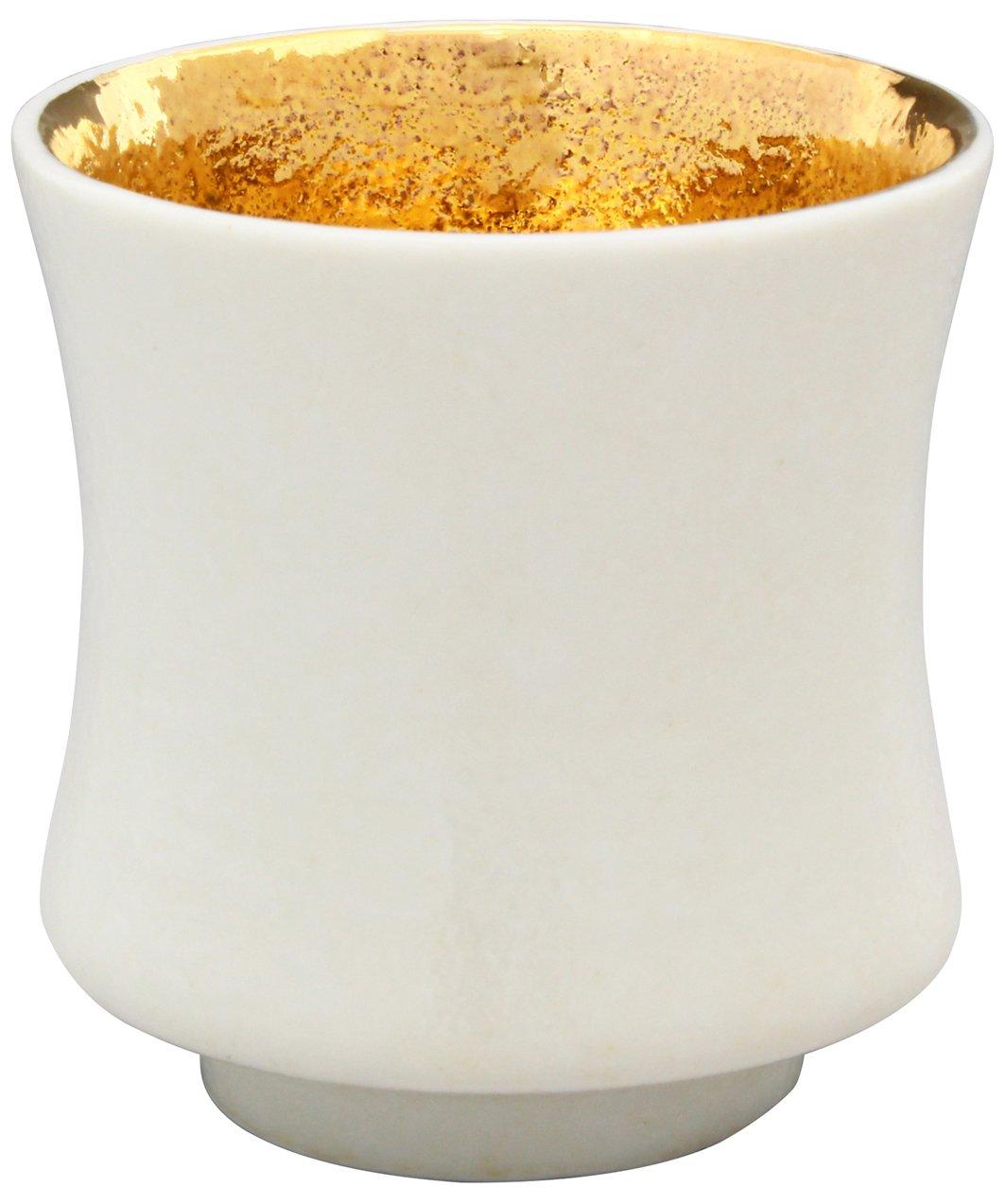 Arita Touetsu white matte finish with gold sake ware, Kiln, interior, pestle-shaped cup.