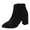 Autumn Coarse Heel Side Zipper Suede Short Boots Pointed Fashion Martin Boots High Heel Boots