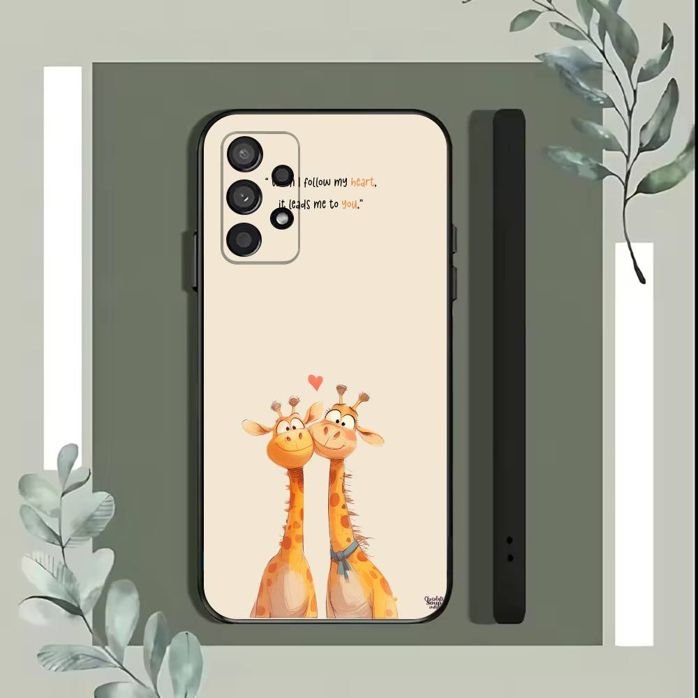 Striped Background Giraffe  Phone Case For Samsung S25,S24,S21,S22,S23,S30,Ultra,S20,Plus,Fe,Lite,5G Black Cover