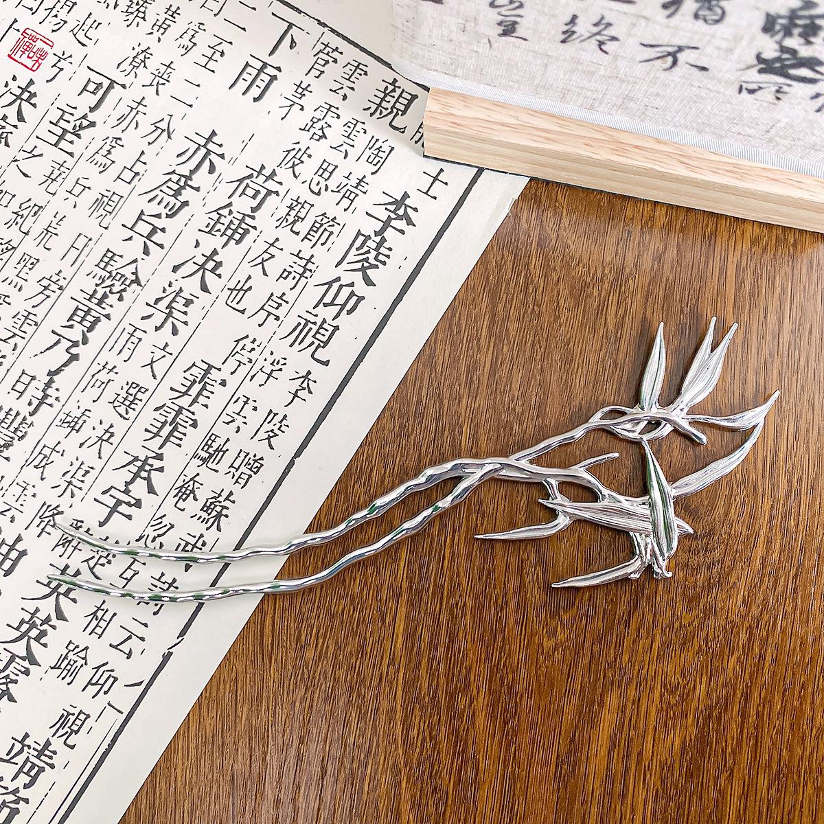 

Китайский стиль бамбуковая заколка для волос элегантная винтажная металлическая бамбуковая секция палочка для волос для женщин минималистичная заколка для волос