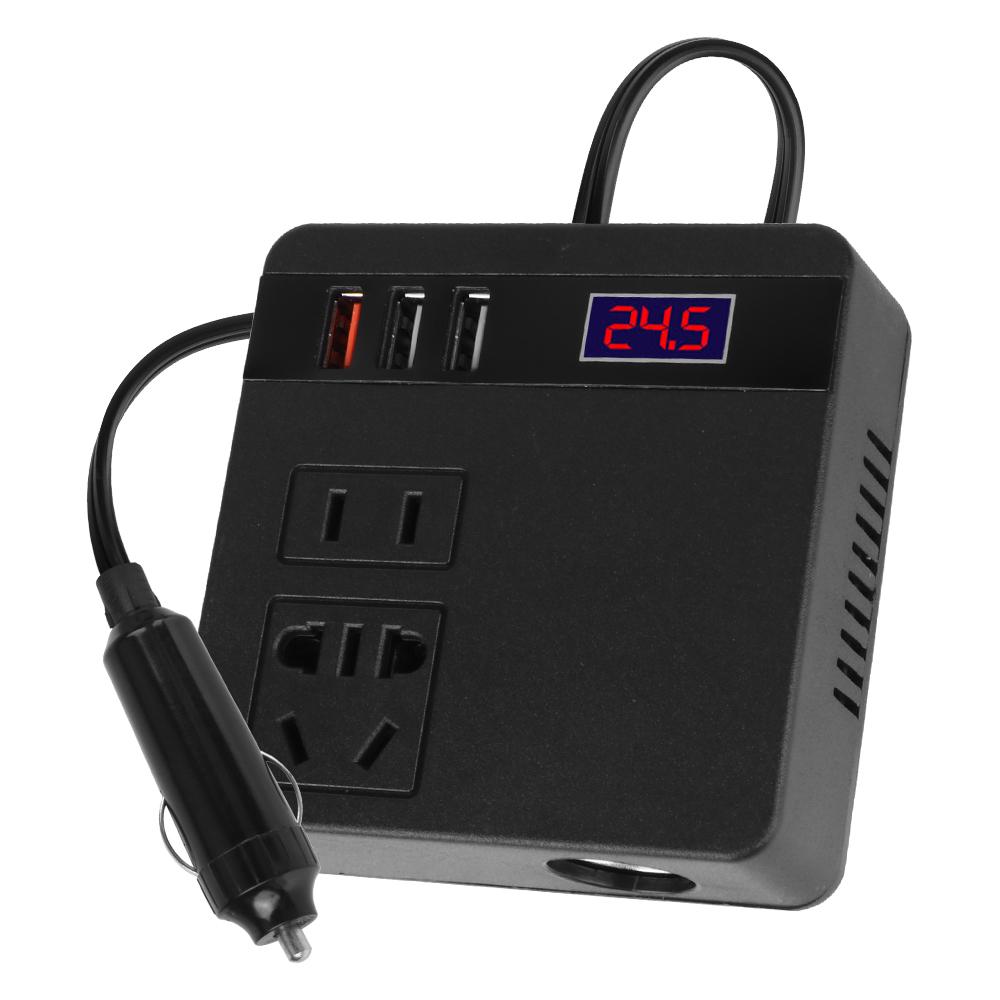 

Гнездо прикуривателя с USB-портом 120 Вт, автомобильный инвертор, бытовой преобразователь переменного тока, универсальный преобразователь постоянного тока 12 В в 220 В чёрный