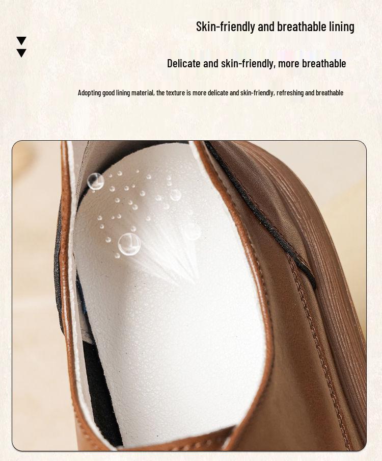 Women's British Style Leather Lace-up Loafers - Casual Soft Sole Autumn Flats