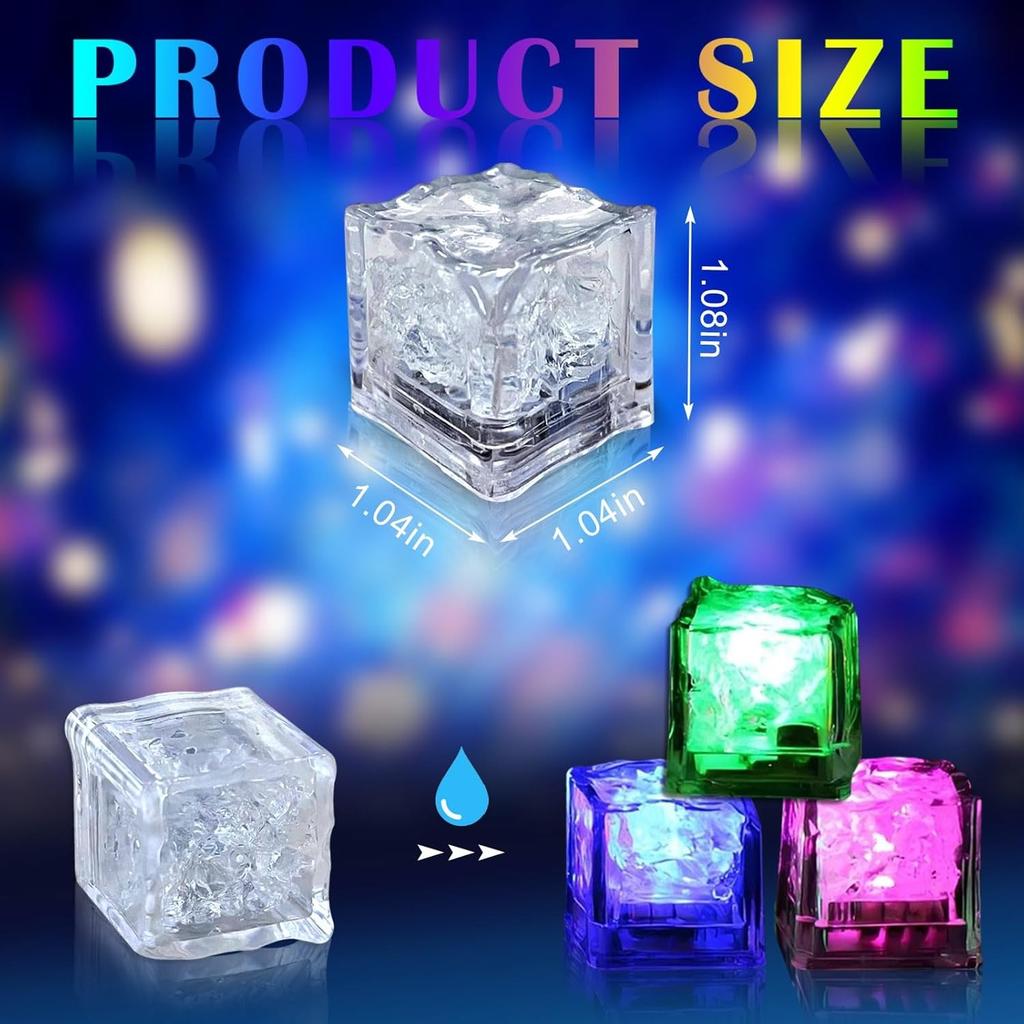 6/12Pcs Reusable Light Up Ice Cubes Glow in The Dark Ice Cubes for Drinks Waterproof Glowing Party Wedding Bars Decoration