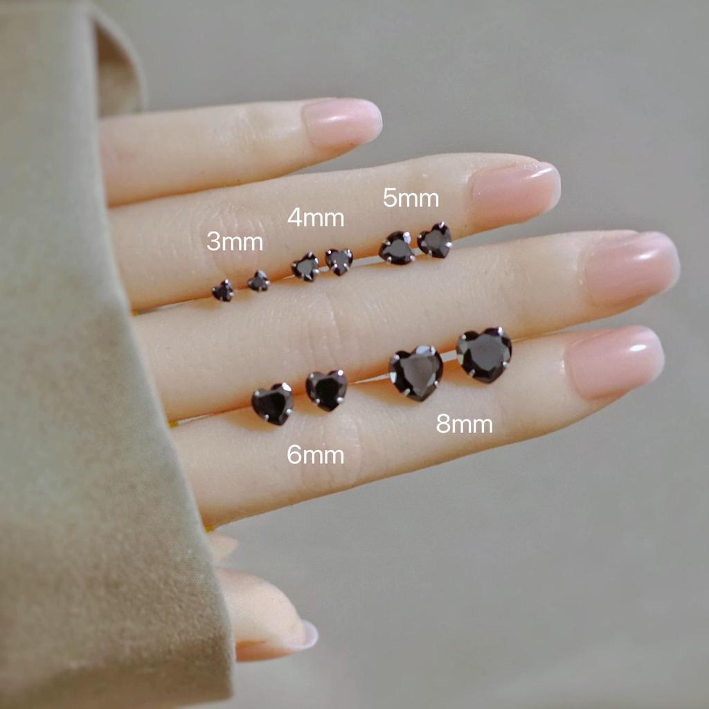 Orecchini a Bottone Beixi in Argento Sterling 925 con Pietra Nera - Unisex Stile Europeo, Americano, Giapponese, Coreano.