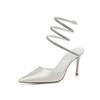 Mode Luxe Strass Slang Gewikkeld Satijn Dames Pumps Sexy Enkelbandje Puntneus Stiletto Hoge hakken Socialite Banketschoenen