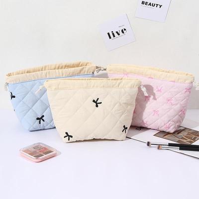 Luxuriöse gesteppte Kordelzug-Make-up-Tasche - Große Kapazität, tragbarer Reise-Kosmetik-Organizer