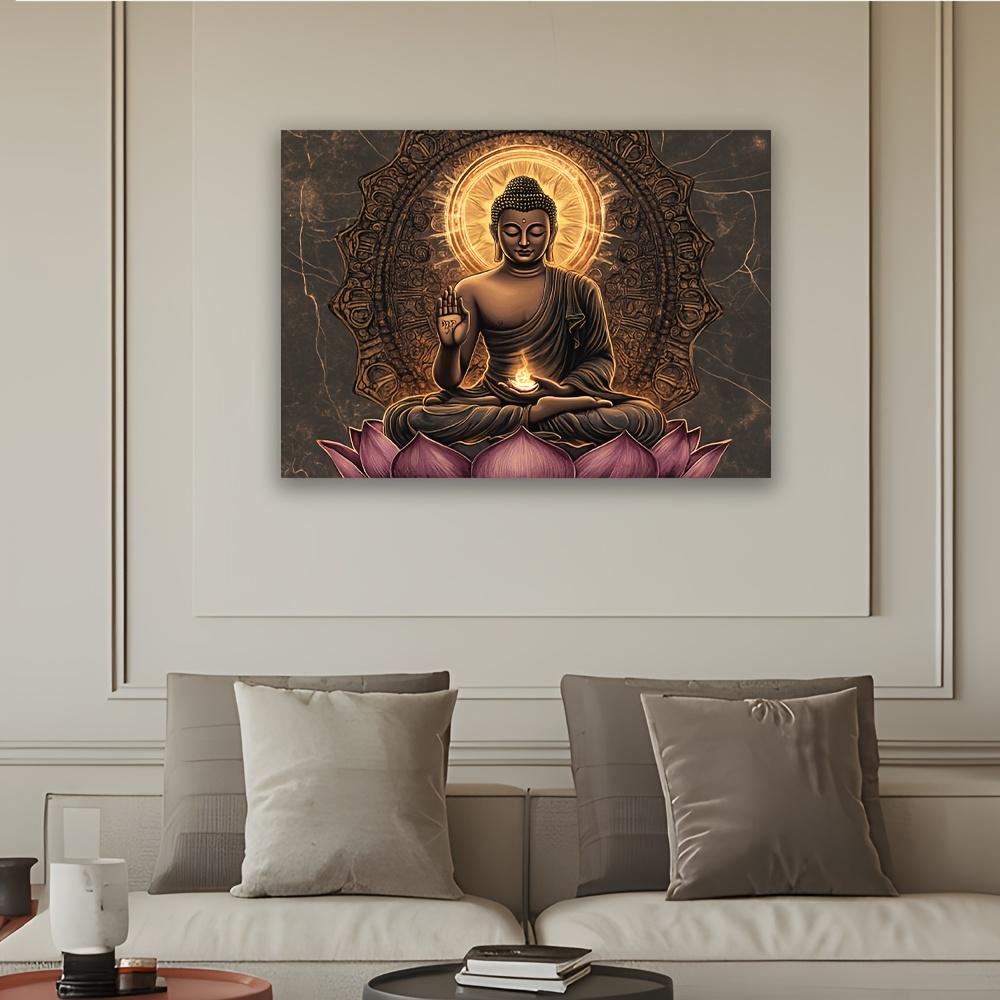 VIKAMA Lotus Buddha Golden Aura Tapestry Will Bring A Peaceful Sacred Atmosphere To Your Living Room Bedroom Or Meditation Space