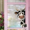 Double Sided Same Color 3D Cartoon Cow Peeking Out Static Cling Window Sticker Home Decor