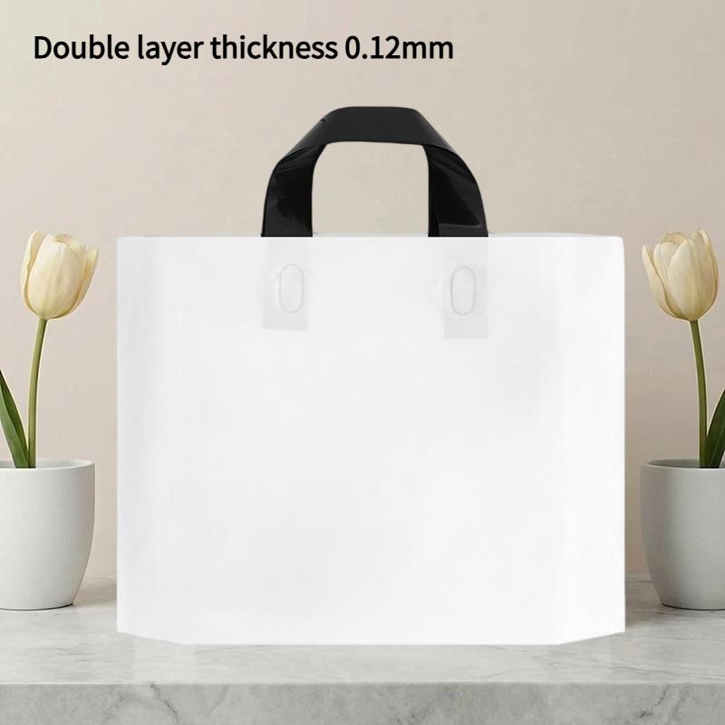 

50pcs Wide Bottomed Plastic Tote Bag Fashionable Minimalist Solid Color Shopping Bags Waterproof Packaging Bags for Men s Women s Clothing Stores 30x20x8cm 50pcs