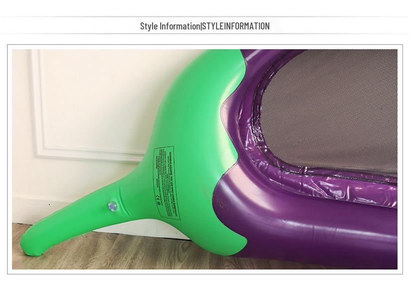 Inflatable Eggplant Float Raft with Net Lounger - Large Mesh Swimming Ring