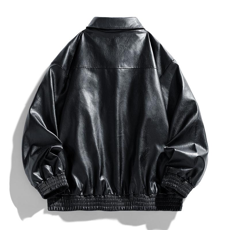 Men’s Faux Leather Motorcycle Jackets Casual Outdoor Bomber Jacket Vintage Coats Outwear Lightweight Motorcycle PU Leather Outwear Jacket for Men