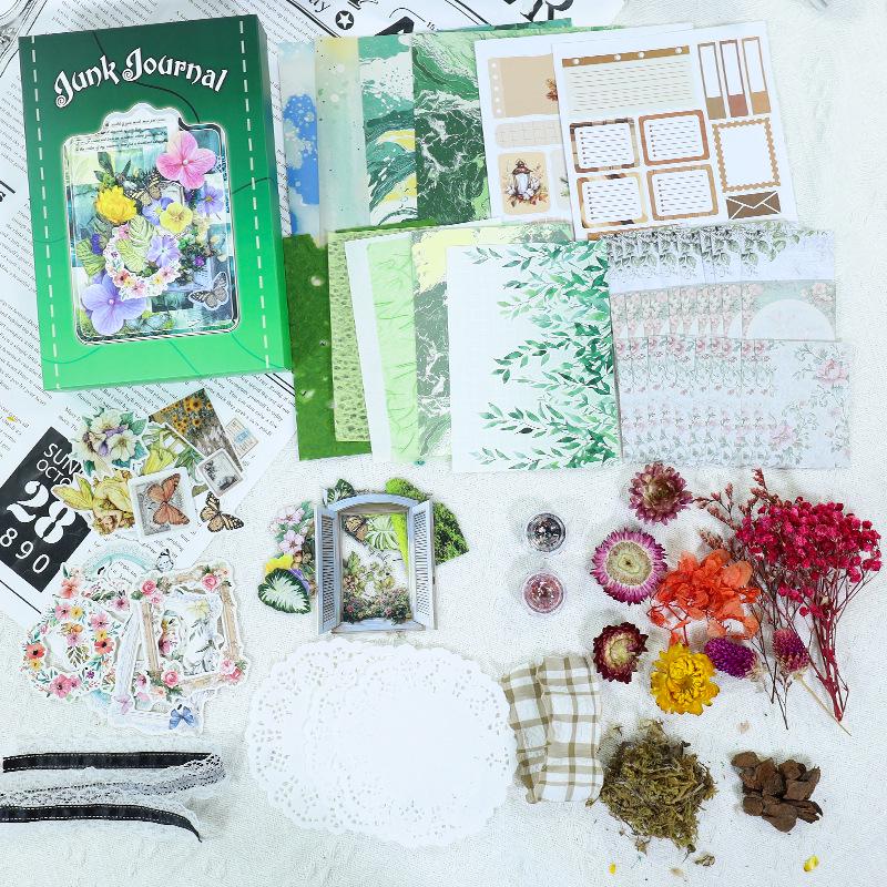 Retro Art Sticker Set: Dried Flower Journal Paper with Creative Cross-Border Designs