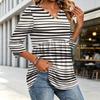 Women's Casual Striped V-Neck Three-Quarter Sleeve Blouse for Everyday Wear