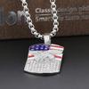 Hip Hop Square Stone Pendant for Men Eagle Baked American Flag Stainless Steel Pendant Necklace Personalized Charms Jewelry
