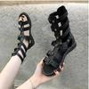 Sommer Sandalen für Damen, Römischer Stil, Sandalen mit Nieten und Cut-Outs, Reißverschluss hinten, Vielseitige Freizeitsandalen