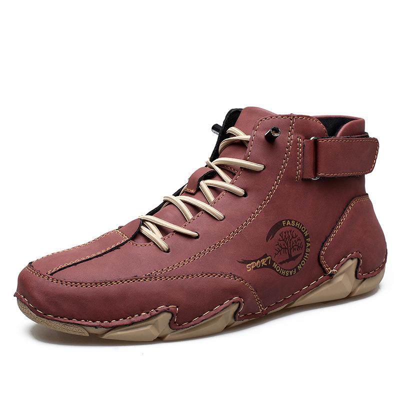 Men's Mid-top Casual Shoes with Hand-stitched Microfiber Leather and Octopus Outsole - Plus Size