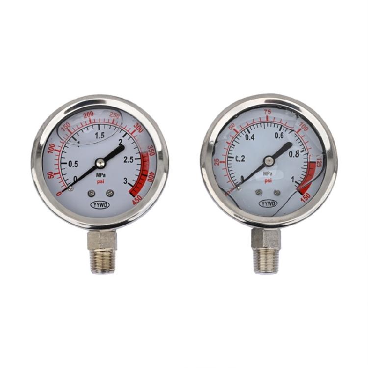 Radial Style Dials Pressure Gauge 0-0.1Mpa/3.0Mpa Ranges 304 Stainless Steel Case Copper Movement For Mechanical Systems