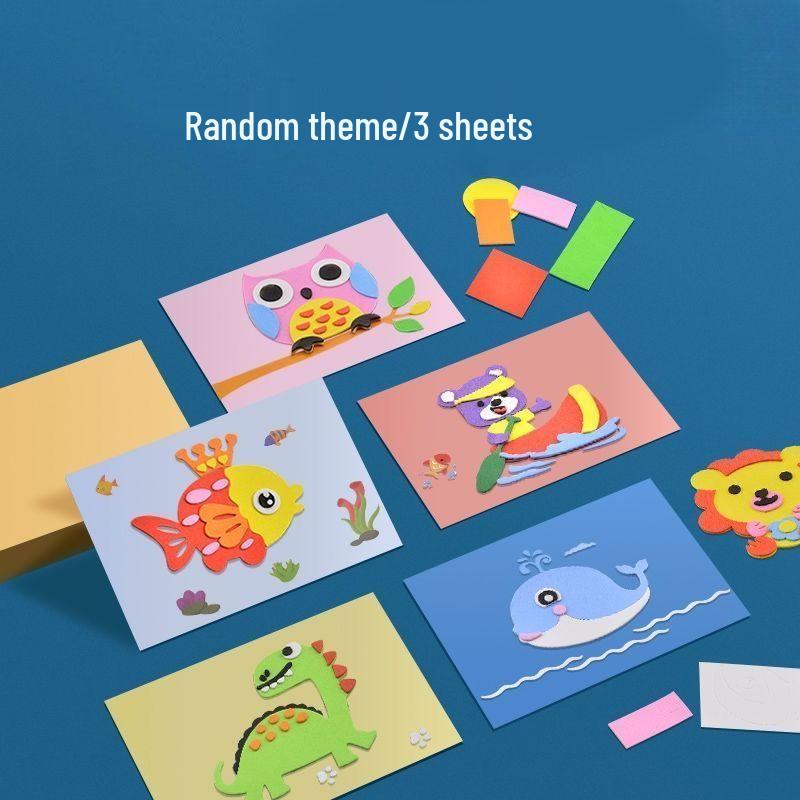 3D Dinosaur Sticker Painting Edu-Toy for Kids - DIY, Self-Adhesive, Cartoon-Themed