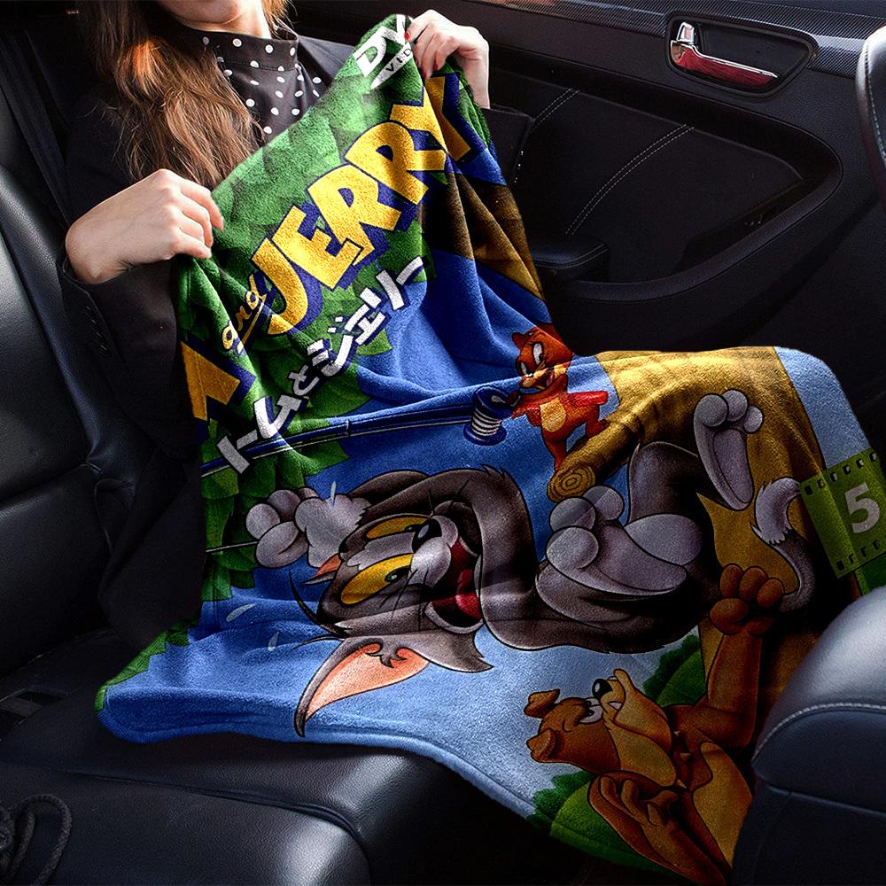 1pc Tom and Jerry Flannel Blanket Soft Warm Throw for Home, Office, Travel, All-Season Cozy Bedding GiftL1233