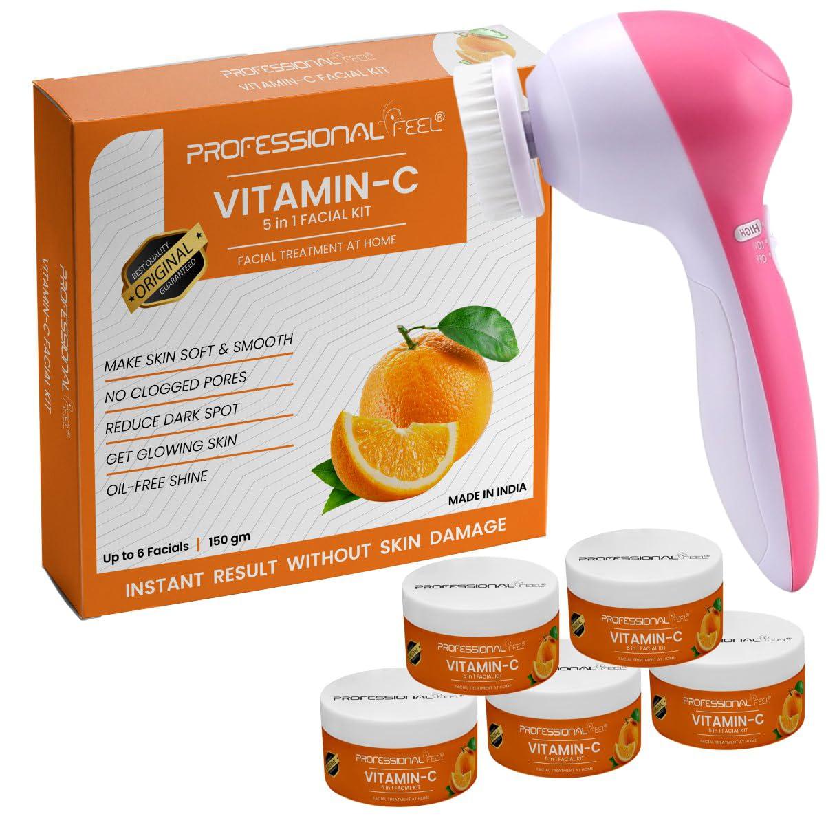 Professional Feel Vitamin C Facial Kit With 5 in 1 Face Massager For Facial (150 GM)